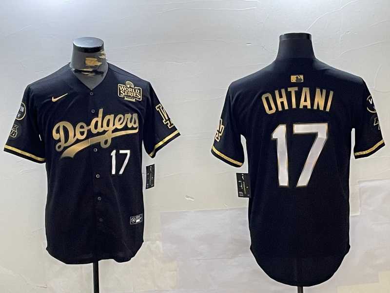 Men's Los Angeles Dodgers #17 Shohei Ohtani Black Gold 2024 World Series Champions Cool Base Stitched Baseball Jersey,We sell and wholesale Men's Los Angeles Dodgers #17 Shohei Ohtani Black Gold 2024 World Series Champions Cool Base Stitched Baseball Jersey on line form chian!